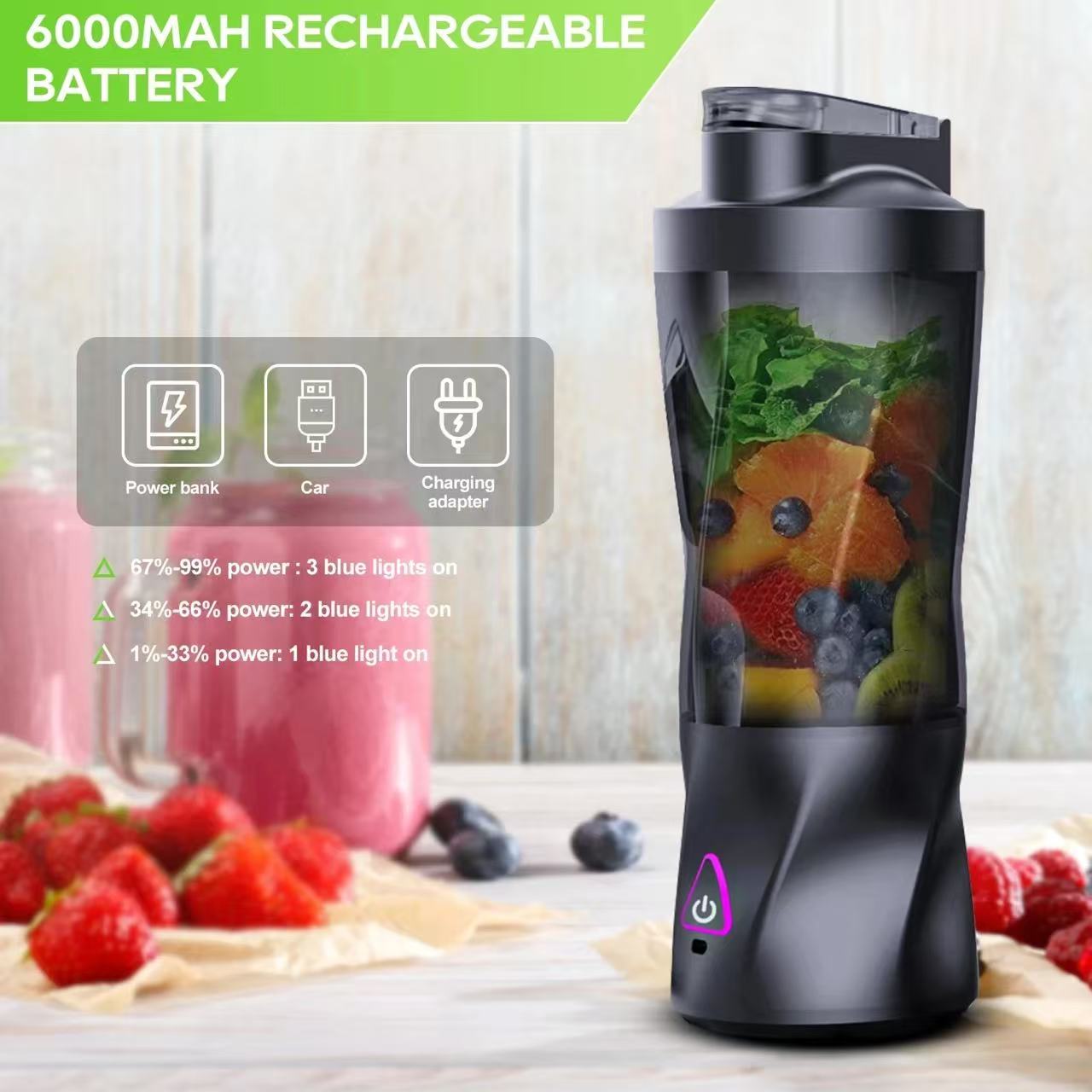 Portable Blender Usb Rechargeable - ポータブル電動ジューサー 700ML USB充電式 多機能ブレンダー フレッシュフルーツシェイク スムージー