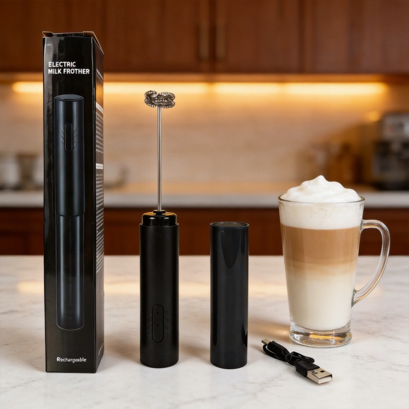 Electric Milk Frother Handheld - 電動ミルクフォーマー ポータブルエッグビーター USB充電式 ハンドヘルドコーヒーブレンダー ミルクシェーカー ミキサー