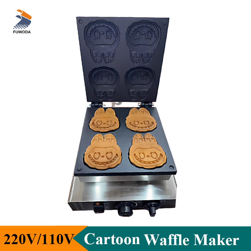 プロ仕様の漫画型ワッフルメーカー 電気式4個焼きワッフルメー - Mini Waffle Maker Machine のレビューと価格