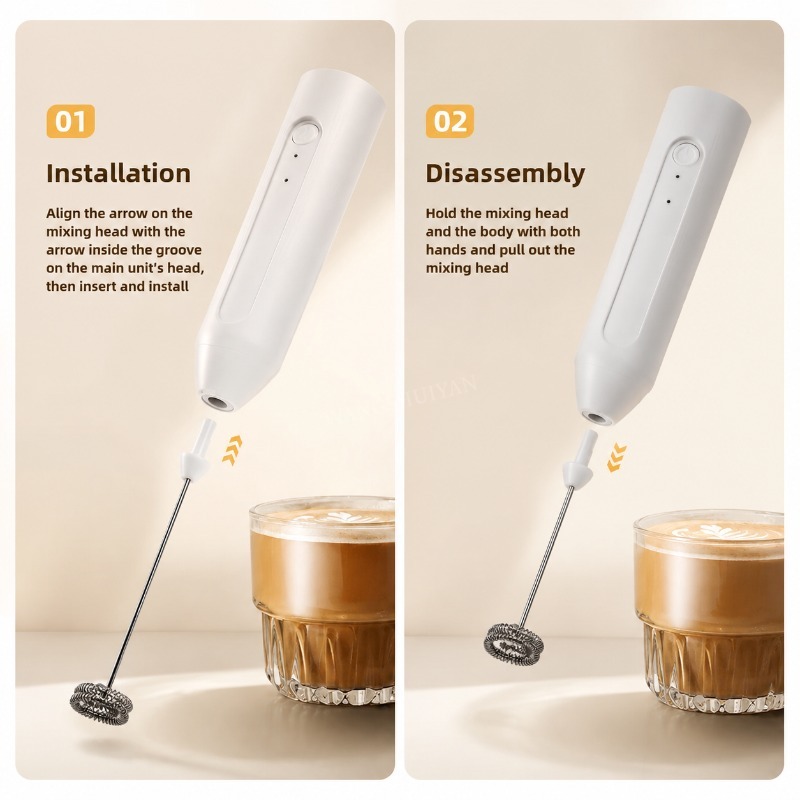 ミニミルク泡立て器 USB 充電式 3 スピードフォームメー - Electric Milk Frother Handheld のレビューと価格